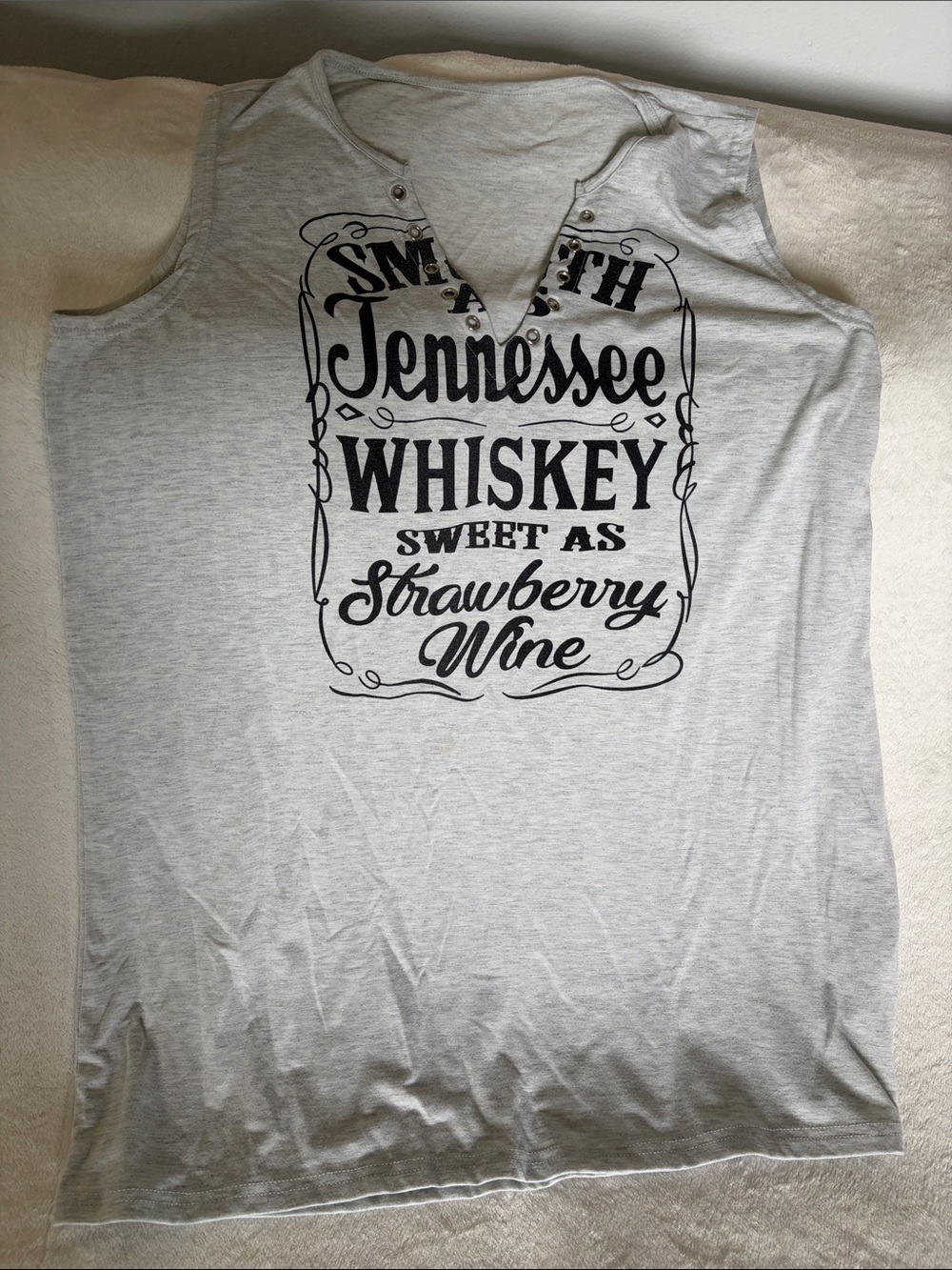 Tennessee Whiskey Graphic Sleeveless Top - Gray